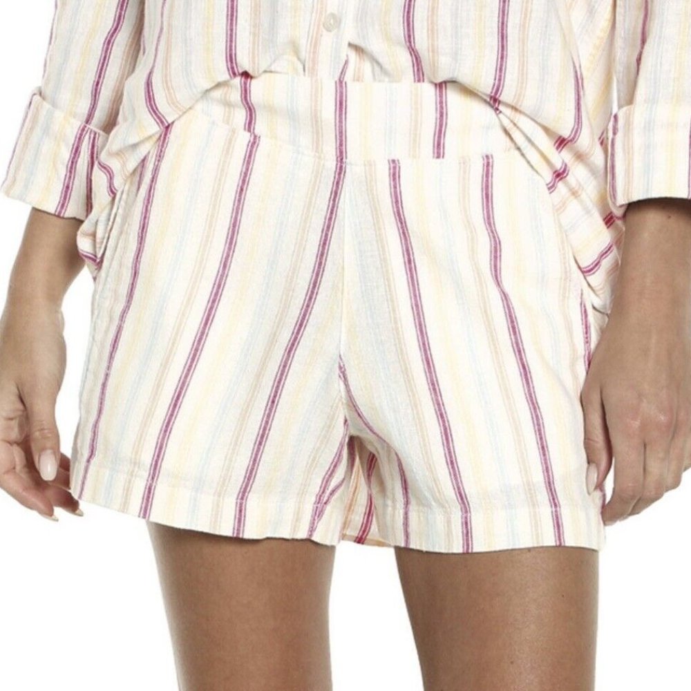 GAP Linen Blend Pull On Elastic Waistband Short "Dotted Sun Stripe"  NEW!! - Picture 4 of 12